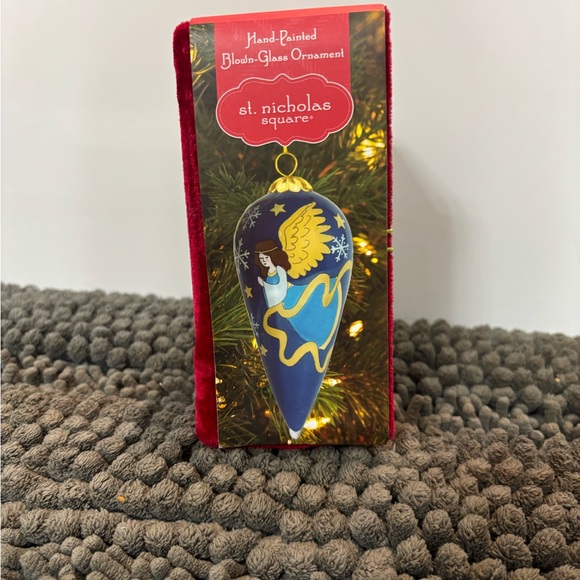 St. Nicholas Square Hand Painted Blown Glass Angel Ornament - Picture 3 of 6